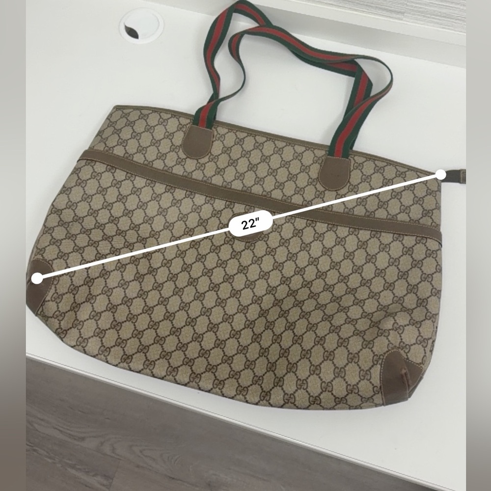 Gucci Brown and Beige Monogram Tote - Picture 12 of 16